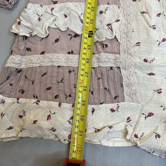 Anthropologie Seen Worn Kept Dress Small Ruffles Long Sleeve Open Floral Pink - Picture 10 of 16